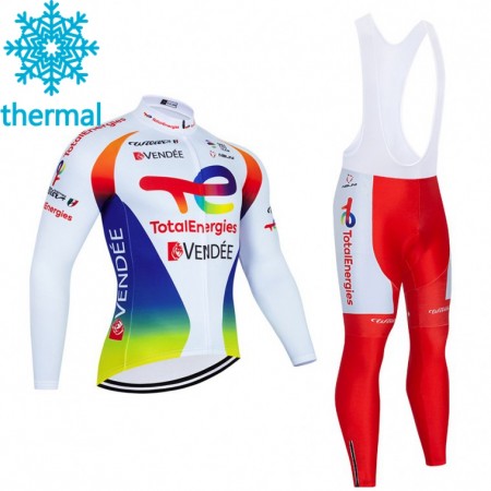 Radbekleidung Radtrikot Langarm + Lang Trägerhose 2021 Team TotalEnergies Winter Thermal Fleece N003